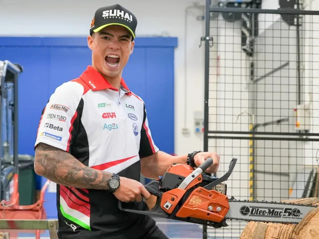 Il pilota Eric Granado in visita da Emak